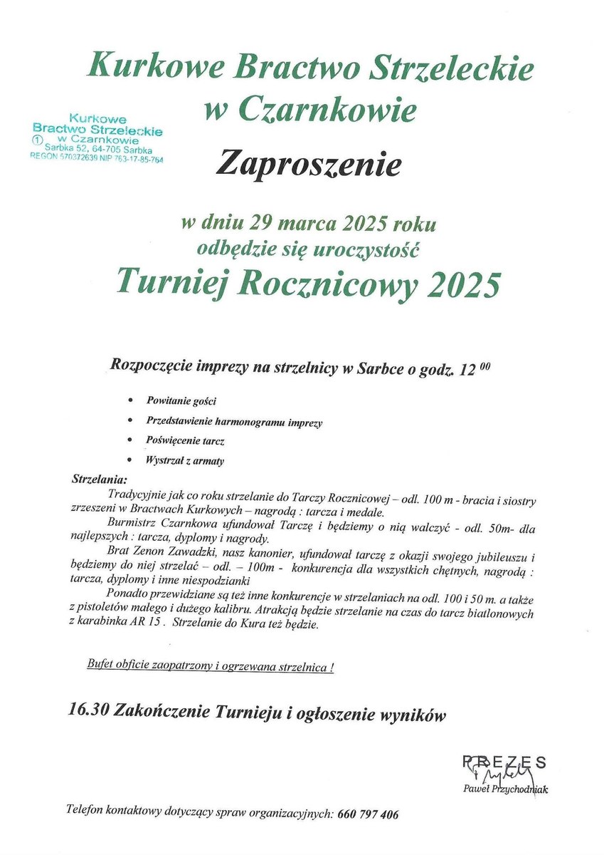 Turniej Rocznicowy 2025 – zaproszenie