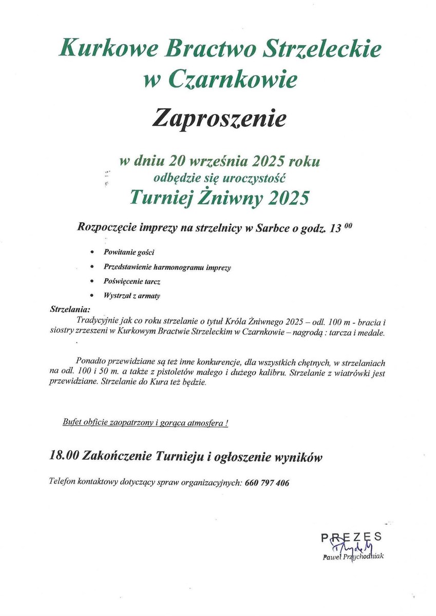 Turniej otwarty — zaproszenie